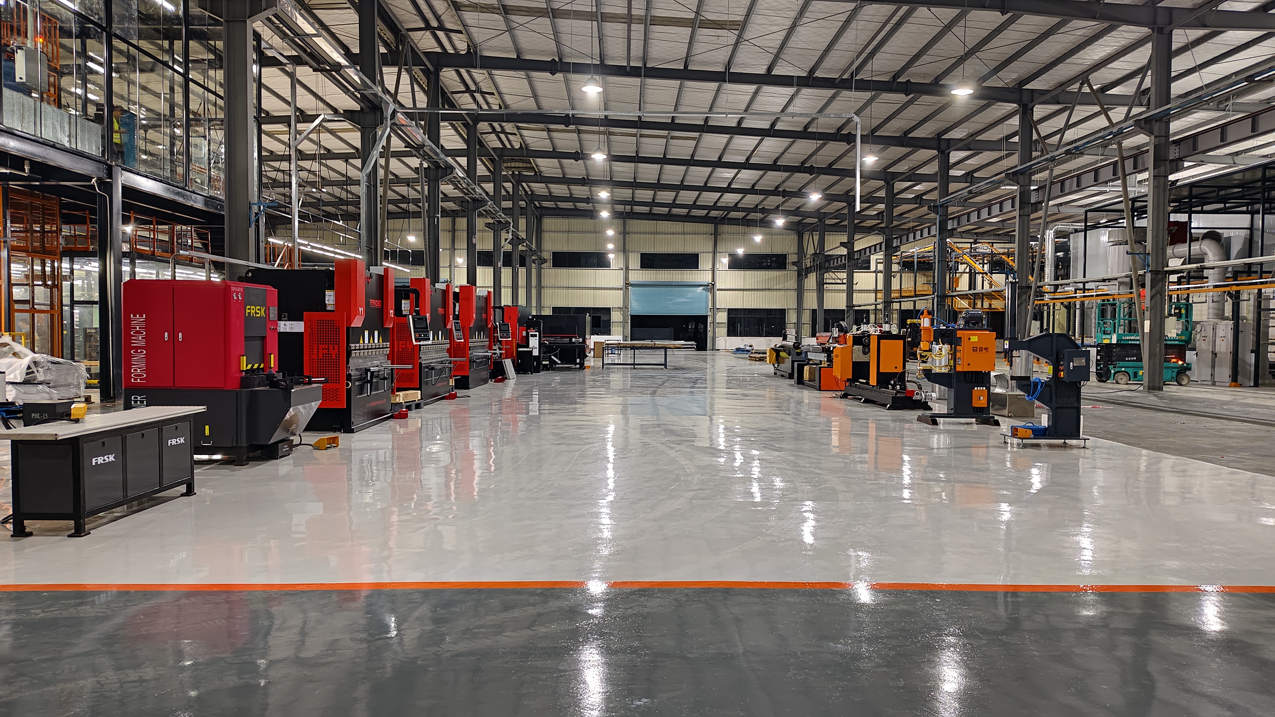 CNC sheet metal processing machines in GOODHEAT’s workshop for heat pump component fabrication