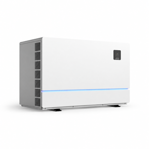 R290 rear inlet side discharge pool heat pump, front and left-side view