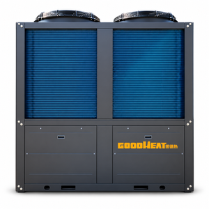 GOODHEAT R410A commercial heating heat pump with dual top-mounted fans and blue finned coils