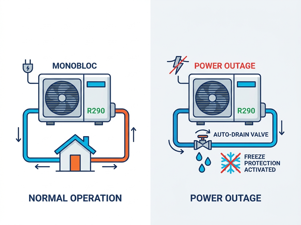 R290 monobloc heat pump installation